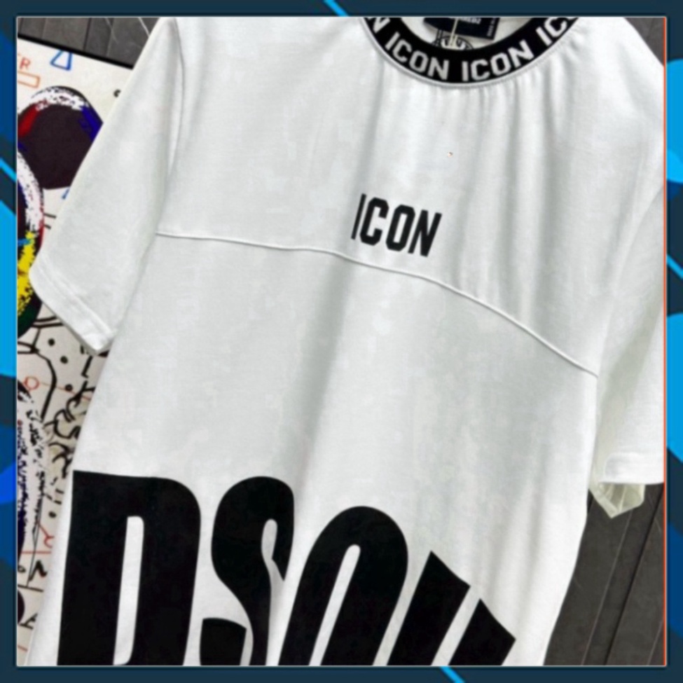 Áo phông nam nữ Premium Cotton in chữ DSQ2 ICON phối cổ bo dệt chữ phong cách đường phố giá bèo | BigBuy360 - bigbuy360.vn
