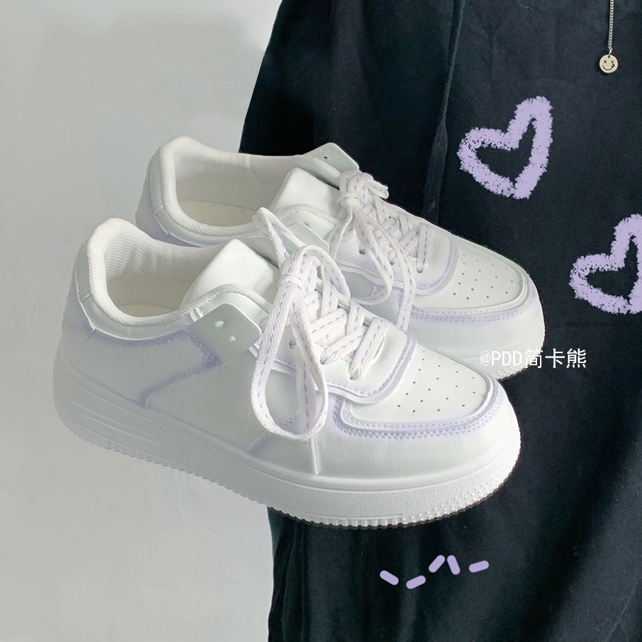 Giày Thể Thao Trắng Dễ Phối Đồ Thời Trang Xuân Hè Phong Cách Retro Cho Nữ