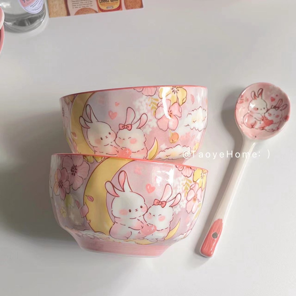 Bát Ăn Cơm Bằng Gốm Chịu Nhiệt Độ Cao Hình Thỏ Dễ Thương Sáng Tạo 5.19