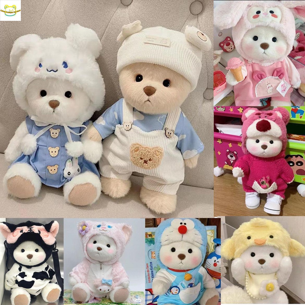 【Hàng có sẵn】30Cm Gấu Lena Quần Áo Lưới Mẫu Giáo Váy Đỏ + Mũ Cho Chó Yugui Áo Liền Quần + Mũ Len Đầm