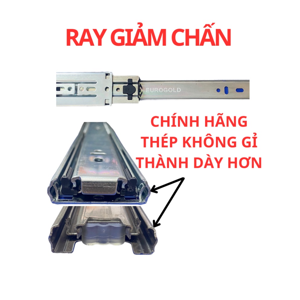Ray trượt giảm chấn dầy chính hãng Eurogold chuẩn Châu Âu cực êm ái, độ bền cao, chịu lực 40kg