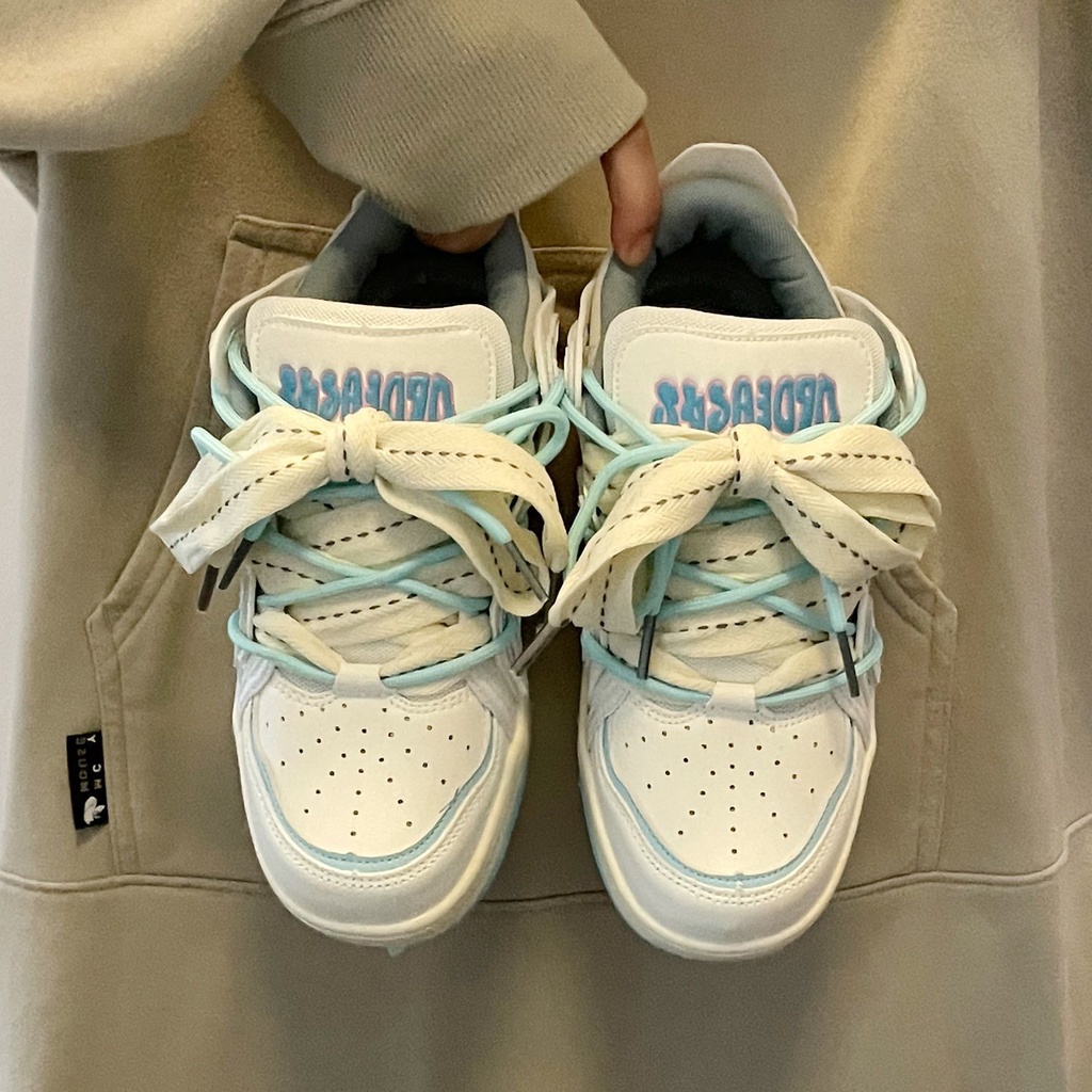 Giày Thể Thao Cột Dây Gọn Nhẹ Thoáng Khí Chống Trượt Thời Trang Xuân Hè