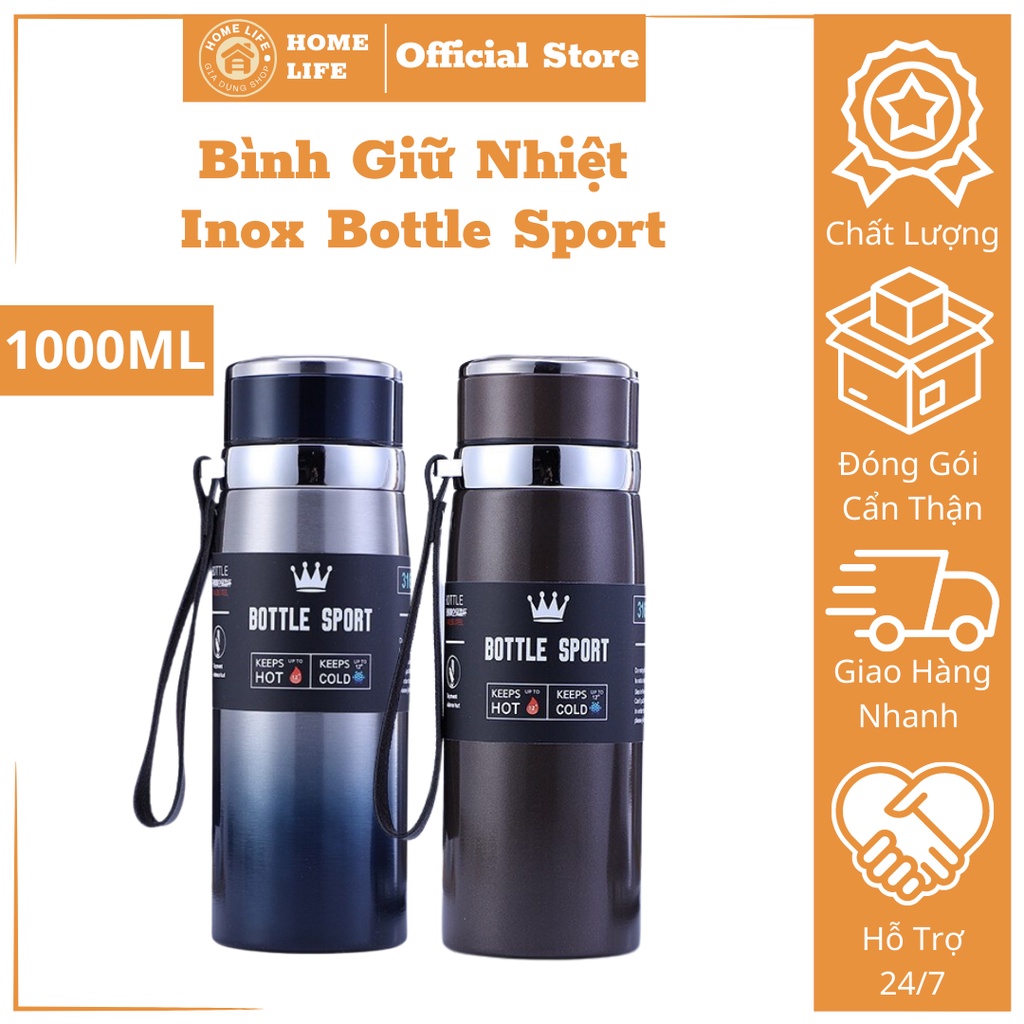 Bình Giữ Nhiệt Inox Bottle Sport 1000ML INOX 304, Bình Giữ Nhiệt LIFE HOME Kiểu Dáng Thể Thao Có Dây Xách BGN_2