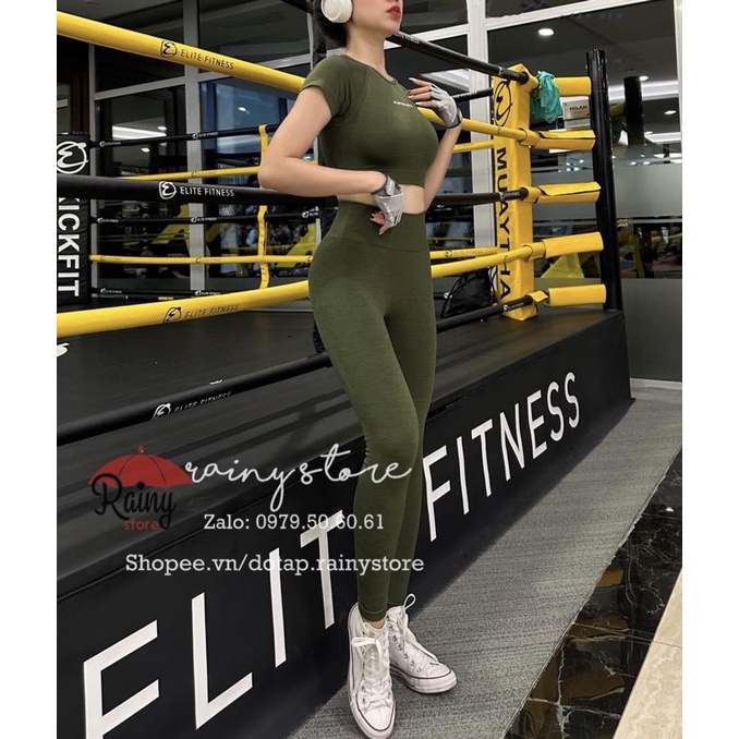 Tách lẻ Bộ đồ tập gym, yoga Alpha crop Cộc Tay/ Quần Dài Rainy Store