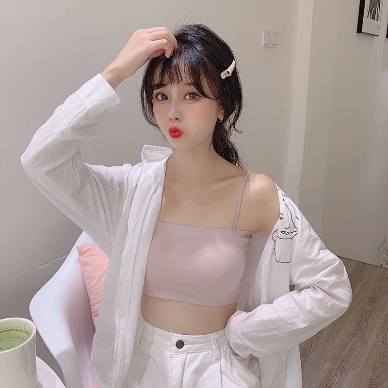 Jiashucheng Áo Lót Dạng Ống Bằng Lụa Lạnh Mỏng Phong Cách Hàn Quốc Cho Nữ Sinh