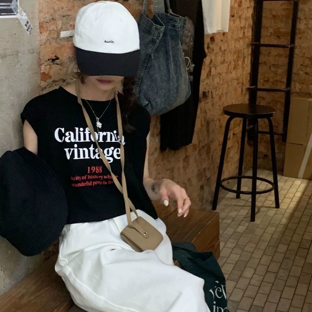 Jiashucheng Áo Thun Sát Nách Dáng Ngắn Rộng Eo Cao Thời Trang Mùa Hè Phong Cách Hàn Quốc Cho Nữ