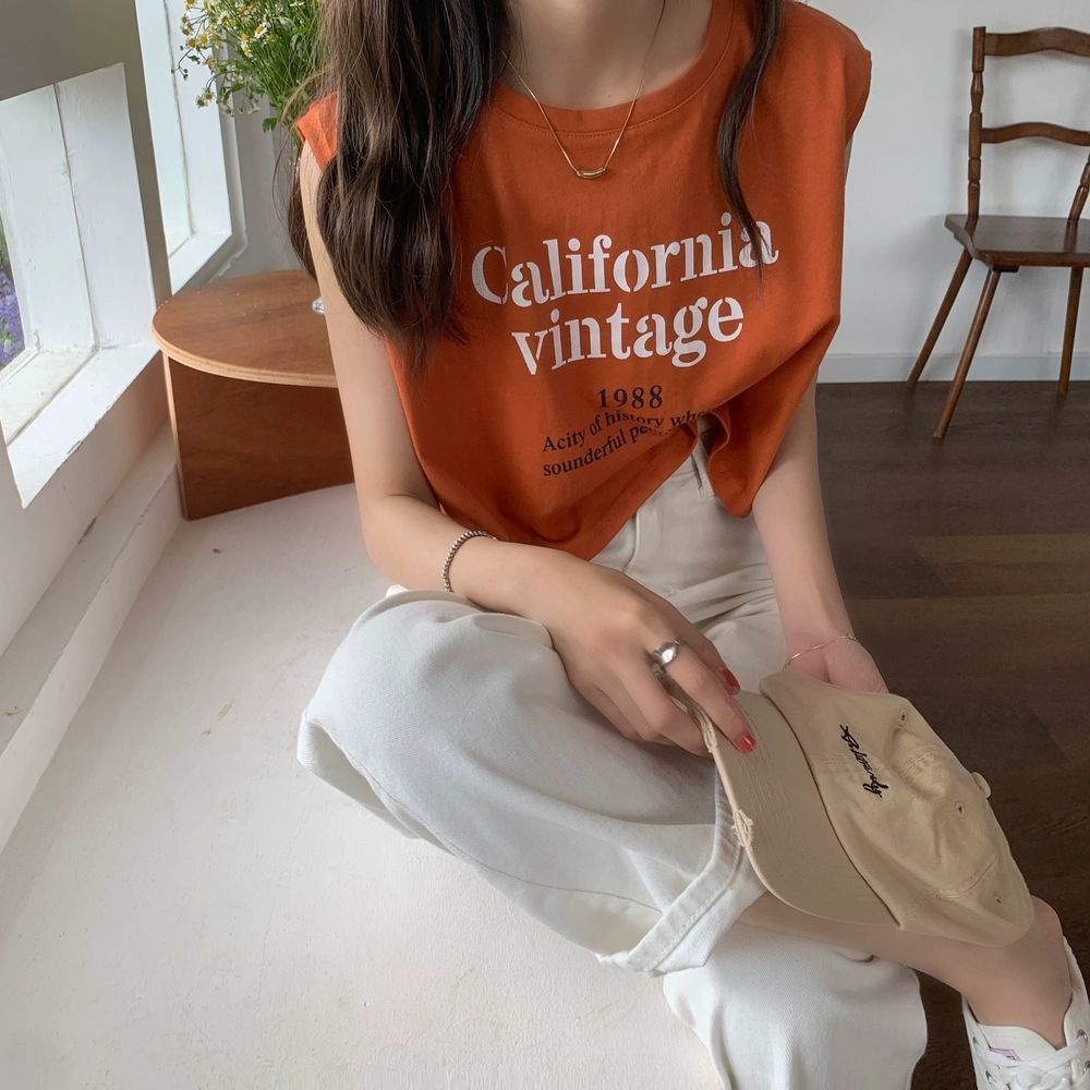 Jiashucheng Áo Thun Sát Nách Dáng Ngắn Rộng Eo Cao Thời Trang Mùa Hè Phong Cách Hàn Quốc Cho Nữ