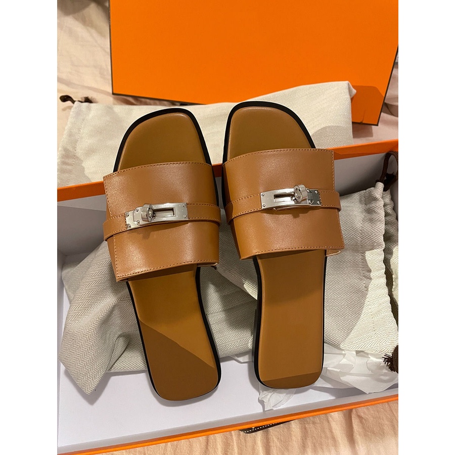 Dép Da Mềm Đế Bằng Thời Trang Mùa Hè 2023 Cho Nữ