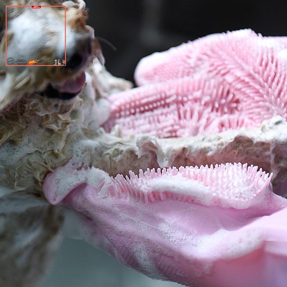 Găng Tay Massage Silicone Cho Thú Cưng Khi Tắm