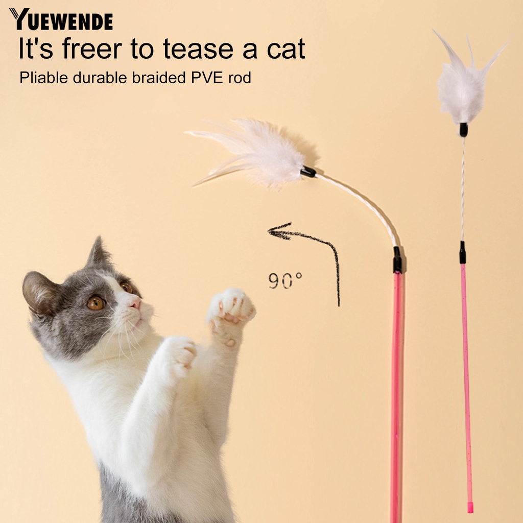Gậy Lông Vũ Đồ Chơi Dài Chống Cắn Chống Trầy Xước Thoải Mái Tương Tác Với Mèo Cưng