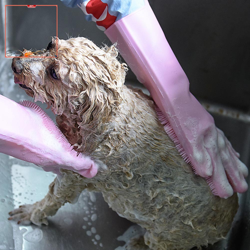 Găng Tay Massage Silicone Cho Thú Cưng Khi Tắm