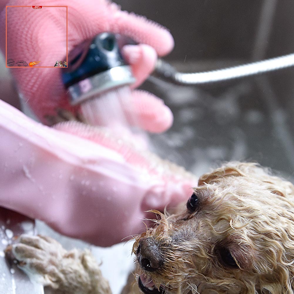 Găng Tay Massage Silicone Cho Thú Cưng Khi Tắm