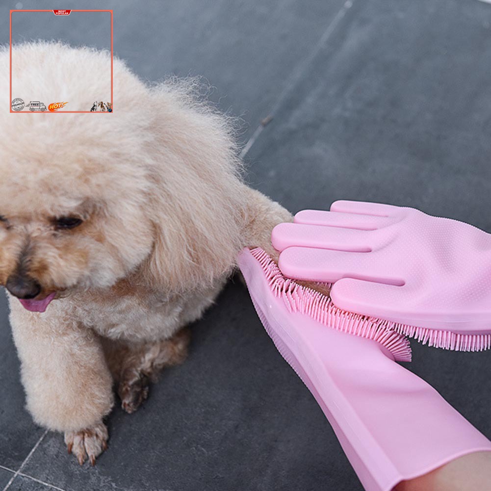 Găng Tay Massage Silicone Cho Thú Cưng Khi Tắm