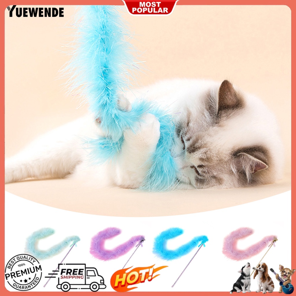 Gậy Trêu Mèo Bằng Nhựa Đính Lông Vũ Với Tay Cầm Dài Nhiều Màu Có Thể Tái Sử Dụng