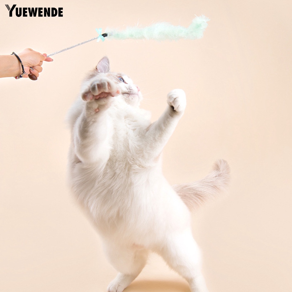 Gậy Trêu Mèo Bằng Nhựa Đính Lông Vũ Với Tay Cầm Dài Nhiều Màu Có Thể Tái Sử Dụng