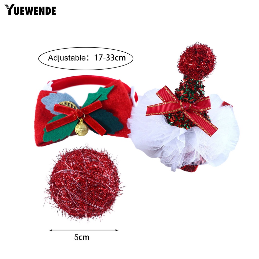 Set 3 Món Đồ Chơi Bằng Vải Bạt Đính Kim Sa Thời Trang Có Thể Điều Chỉnh Trang Trí Giáng Sinh Cho Mèo Cưng