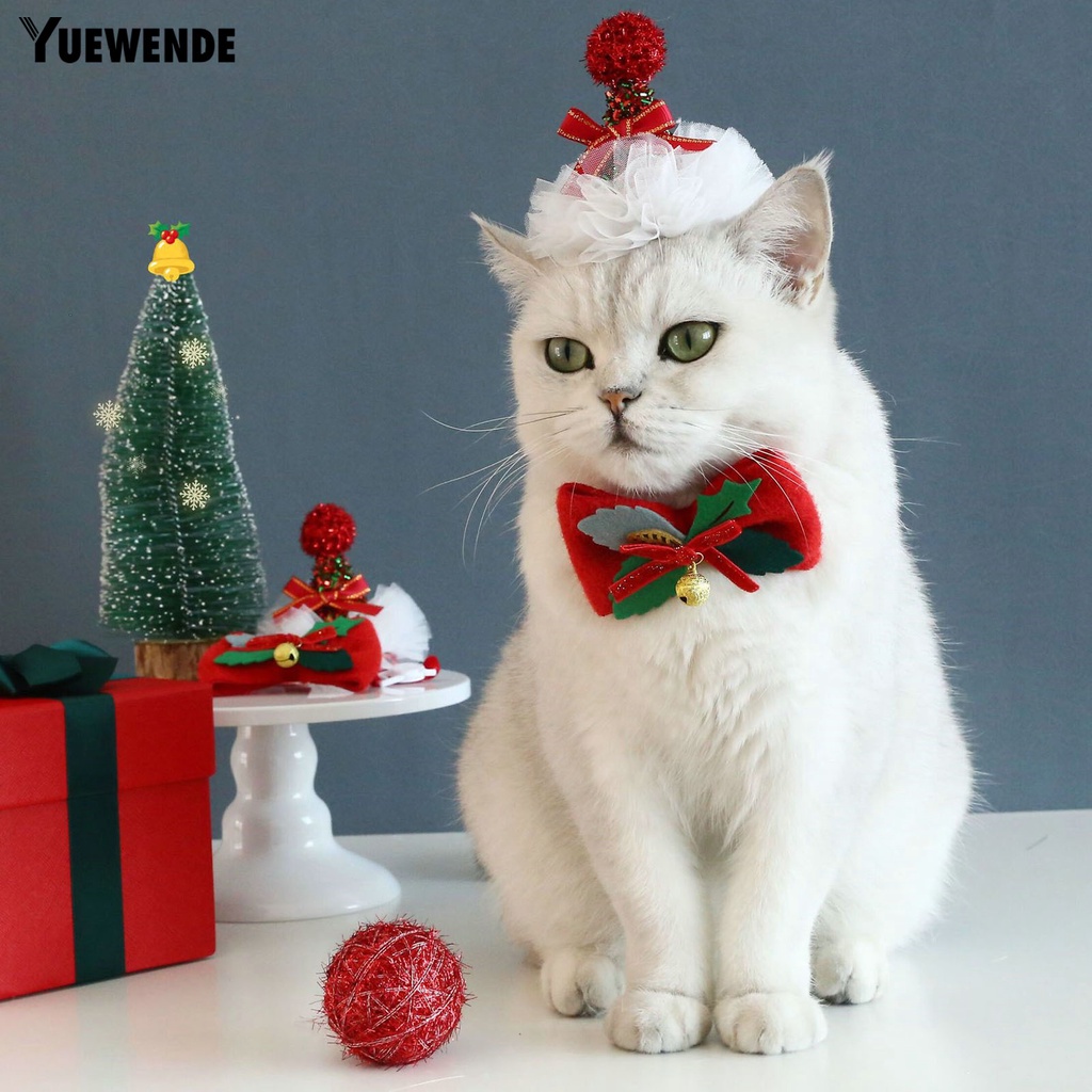 Set 3 Món Đồ Chơi Bằng Vải Bạt Đính Kim Sa Thời Trang Có Thể Điều Chỉnh Trang Trí Giáng Sinh Cho Mèo Cưng