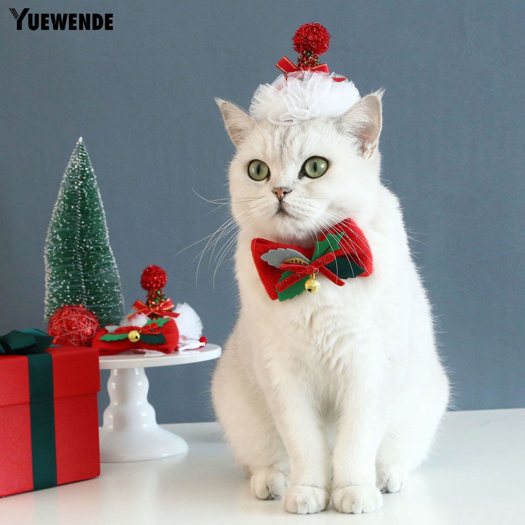 Set 3 Món Đồ Chơi Bằng Vải Bạt Đính Kim Sa Thời Trang Có Thể Điều Chỉnh Trang Trí Giáng Sinh Cho Mèo Cưng