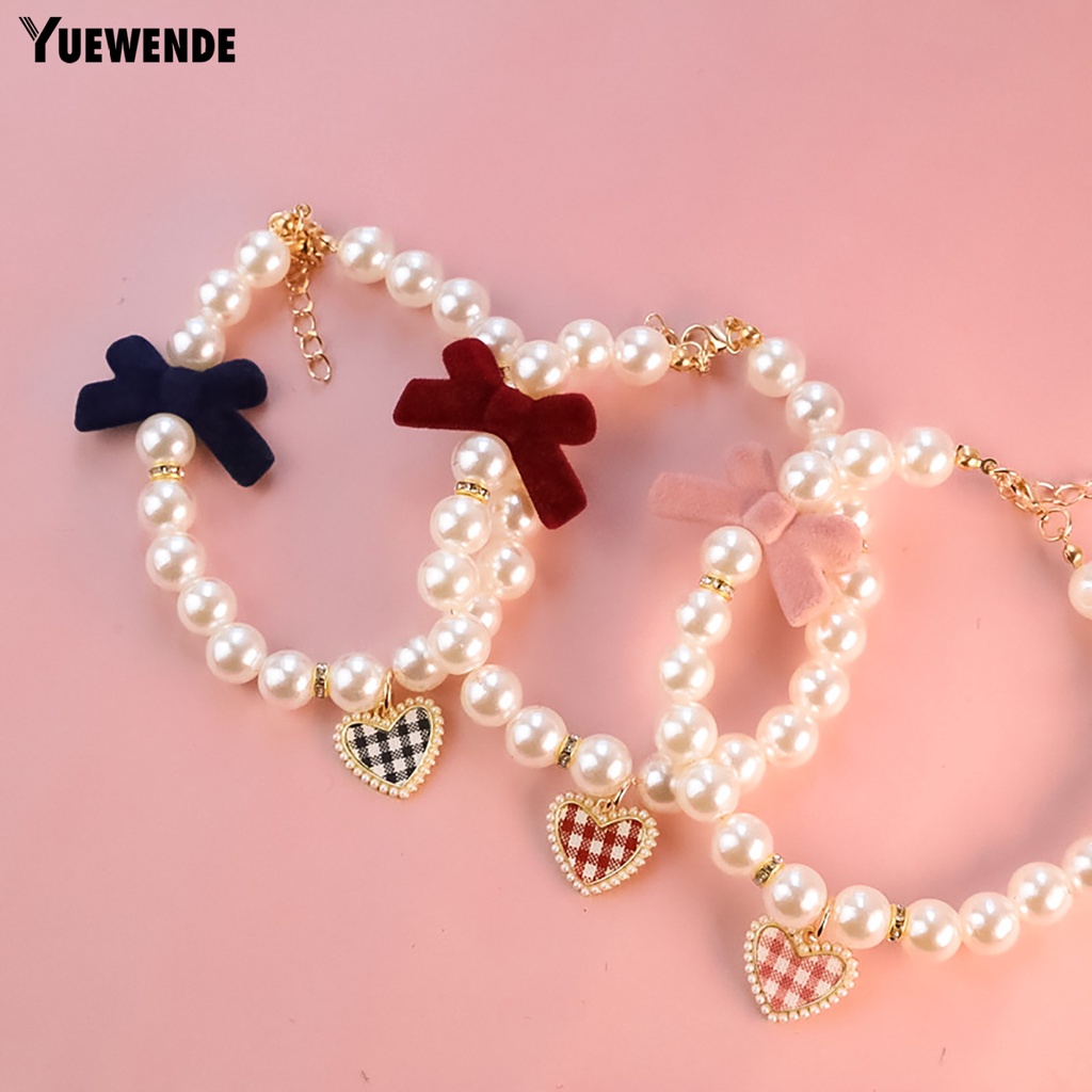 Vòng Cổ Ngọc Trai Giả Hình Nơ / Trái Tim Có Thể Điều Chỉnh Trang Trí Chụp Ảnh Cho Thú Cưng