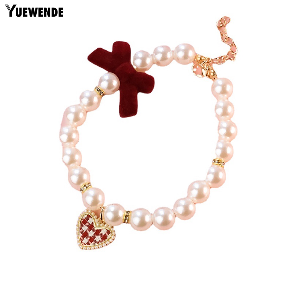 Vòng Cổ Ngọc Trai Giả Hình Nơ / Trái Tim Có Thể Điều Chỉnh Trang Trí Chụp Ảnh Cho Thú Cưng