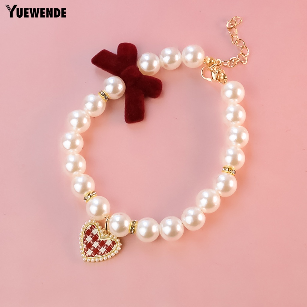 Vòng Cổ Ngọc Trai Giả Hình Nơ / Trái Tim Có Thể Điều Chỉnh Trang Trí Chụp Ảnh Cho Thú Cưng