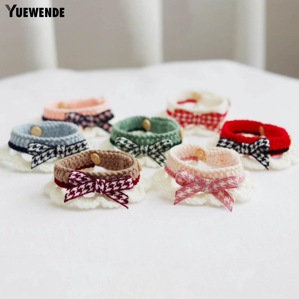 Yr.t Khăn Choàng Cổ Bằng Len Dệt Kim Thủ Công Thắt Nơ Có Thể Điều Chỉnh Cho Thú Cưng