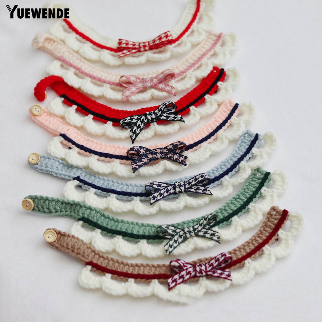 Yr.t Khăn Choàng Cổ Bằng Len Dệt Kim Thủ Công Thắt Nơ Có Thể Điều Chỉnh Cho Thú Cưng