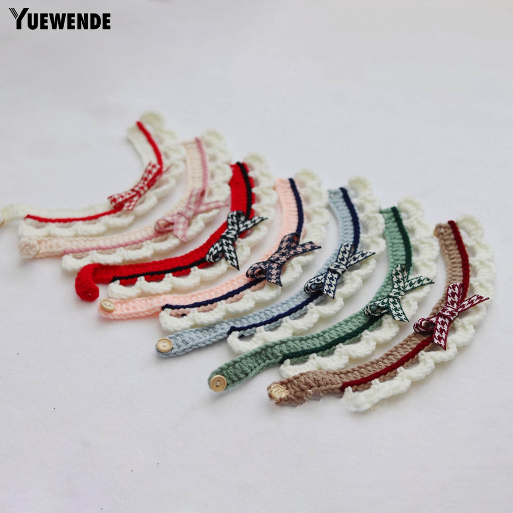 Yr.t Khăn Choàng Cổ Bằng Len Dệt Kim Thủ Công Thắt Nơ Có Thể Điều Chỉnh Cho Thú Cưng