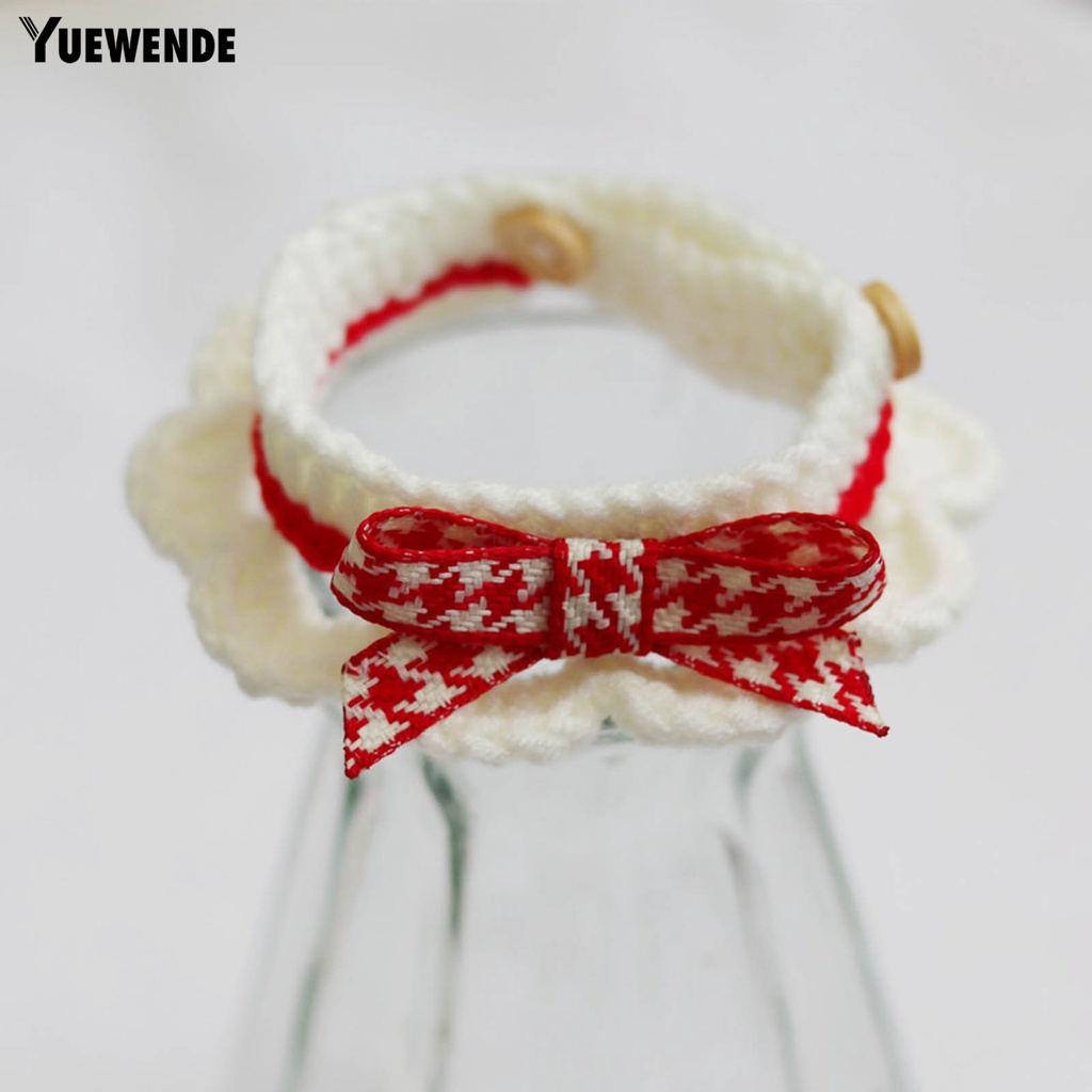 Yr.t Khăn Choàng Cổ Bằng Len Dệt Kim Thủ Công Thắt Nơ Có Thể Điều Chỉnh Cho Thú Cưng