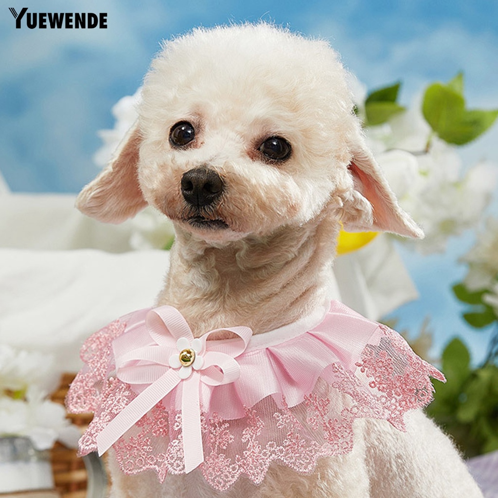 Yr.t Khăn Choàng Cổ Cho Thú Cưng Thiết Kế Thắt Nơ Thân Thiện Với Da Bắt Mắt Trang Trí Ren Có Thể Điều Chỉnh