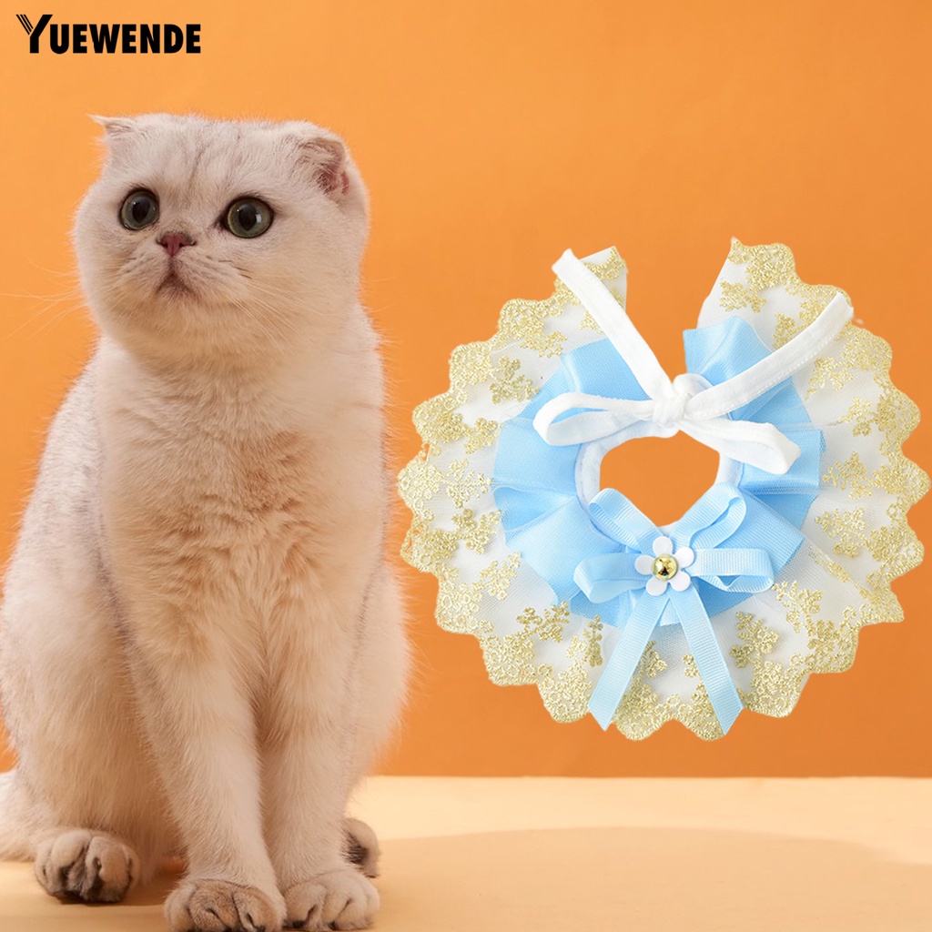 Yr.t Khăn Choàng Cổ Cho Thú Cưng Thiết Kế Thắt Nơ Thân Thiện Với Da Bắt Mắt Trang Trí Ren Có Thể Điều Chỉnh