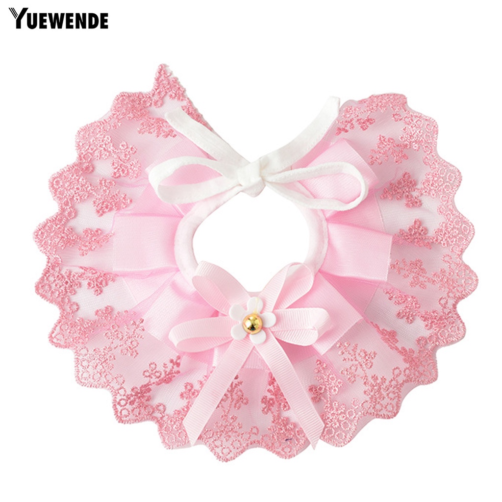 Yr.t Khăn Choàng Cổ Cho Thú Cưng Thiết Kế Thắt Nơ Thân Thiện Với Da Bắt Mắt Trang Trí Ren Có Thể Điều Chỉnh