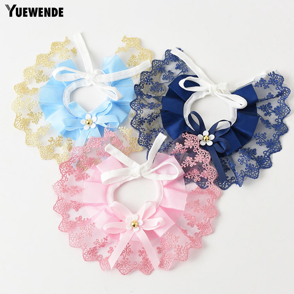 Yr.t Khăn Choàng Cổ Cho Thú Cưng Thiết Kế Thắt Nơ Thân Thiện Với Da Bắt Mắt Trang Trí Ren Có Thể Điều Chỉnh