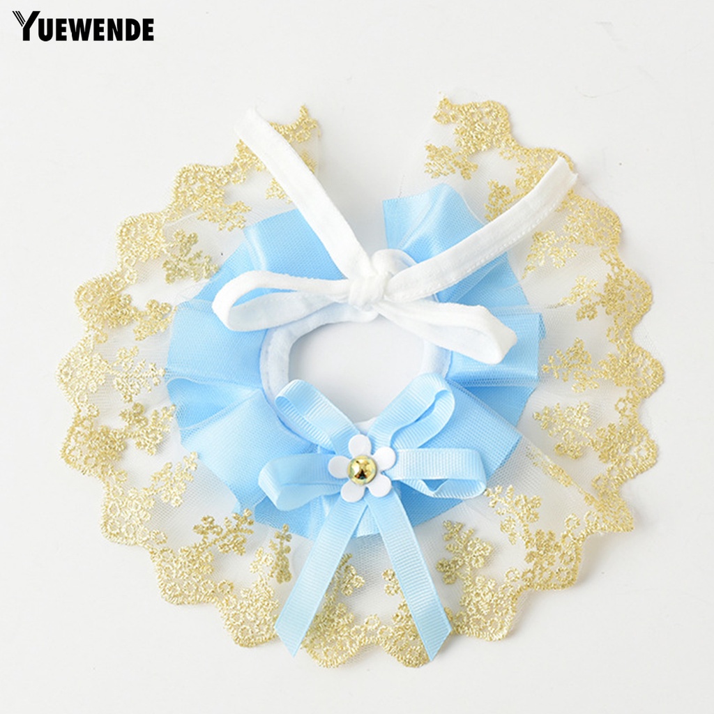 Yr.t Khăn Choàng Cổ Cho Thú Cưng Thiết Kế Thắt Nơ Thân Thiện Với Da Bắt Mắt Trang Trí Ren Có Thể Điều Chỉnh