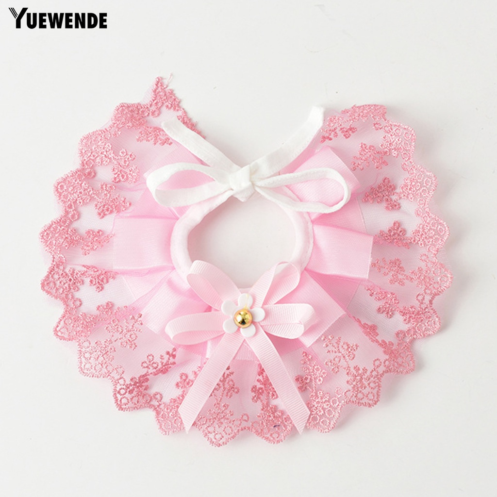 Yr.t Khăn Choàng Cổ Cho Thú Cưng Thiết Kế Thắt Nơ Thân Thiện Với Da Bắt Mắt Trang Trí Ren Có Thể Điều Chỉnh