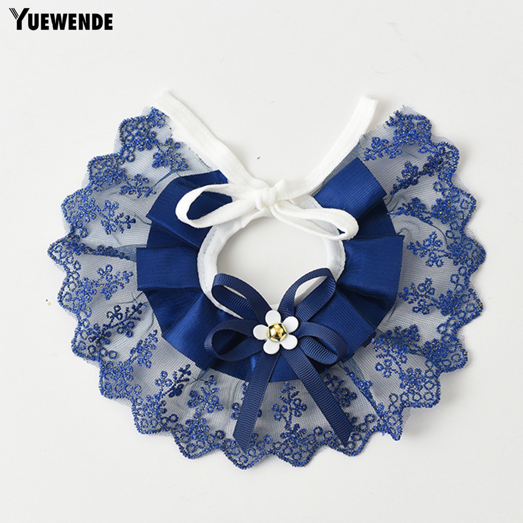 Yr.t Khăn Choàng Cổ Cho Thú Cưng Thiết Kế Thắt Nơ Thân Thiện Với Da Bắt Mắt Trang Trí Ren Có Thể Điều Chỉnh