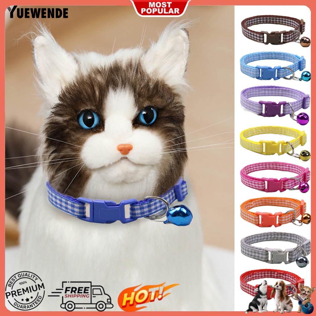 Vòng Cổ Họa Tiết Kẻ Ô Nhiều Màu Sắc Có Chuông Dành Cho Thú Cưng