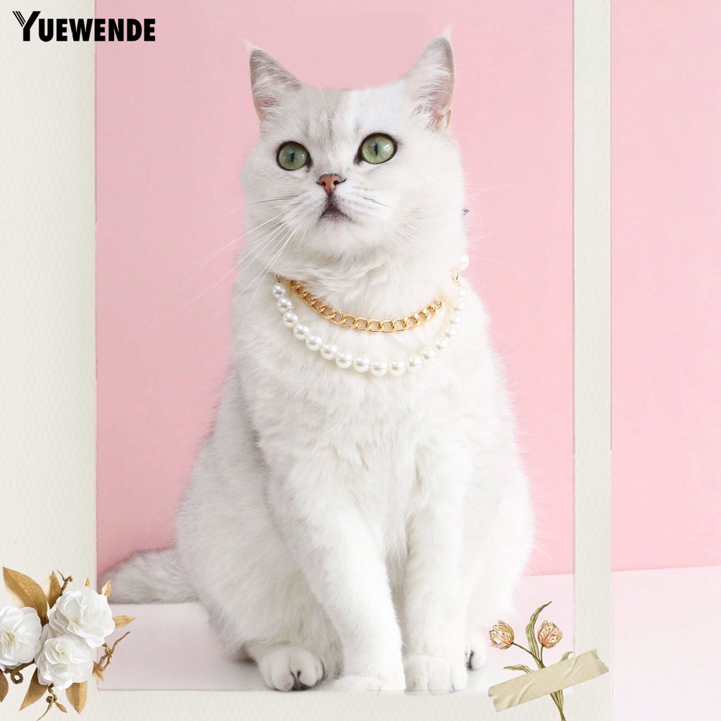 Vòng Cổ Đính Nơ Ngọc Trai Giả Thanh Lịch Dễ Phối Đồ Dành Cho Mèo Cưng