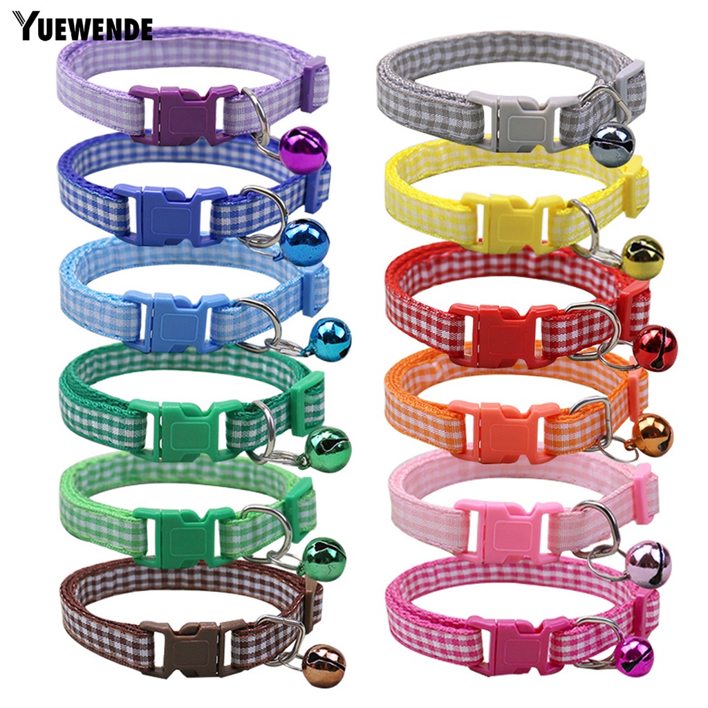 Vòng Cổ Họa Tiết Kẻ Ô Nhiều Màu Sắc Có Chuông Dành Cho Thú Cưng