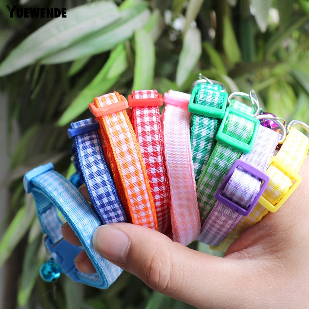 Vòng Cổ Họa Tiết Kẻ Ô Nhiều Màu Sắc Có Chuông Dành Cho Thú Cưng