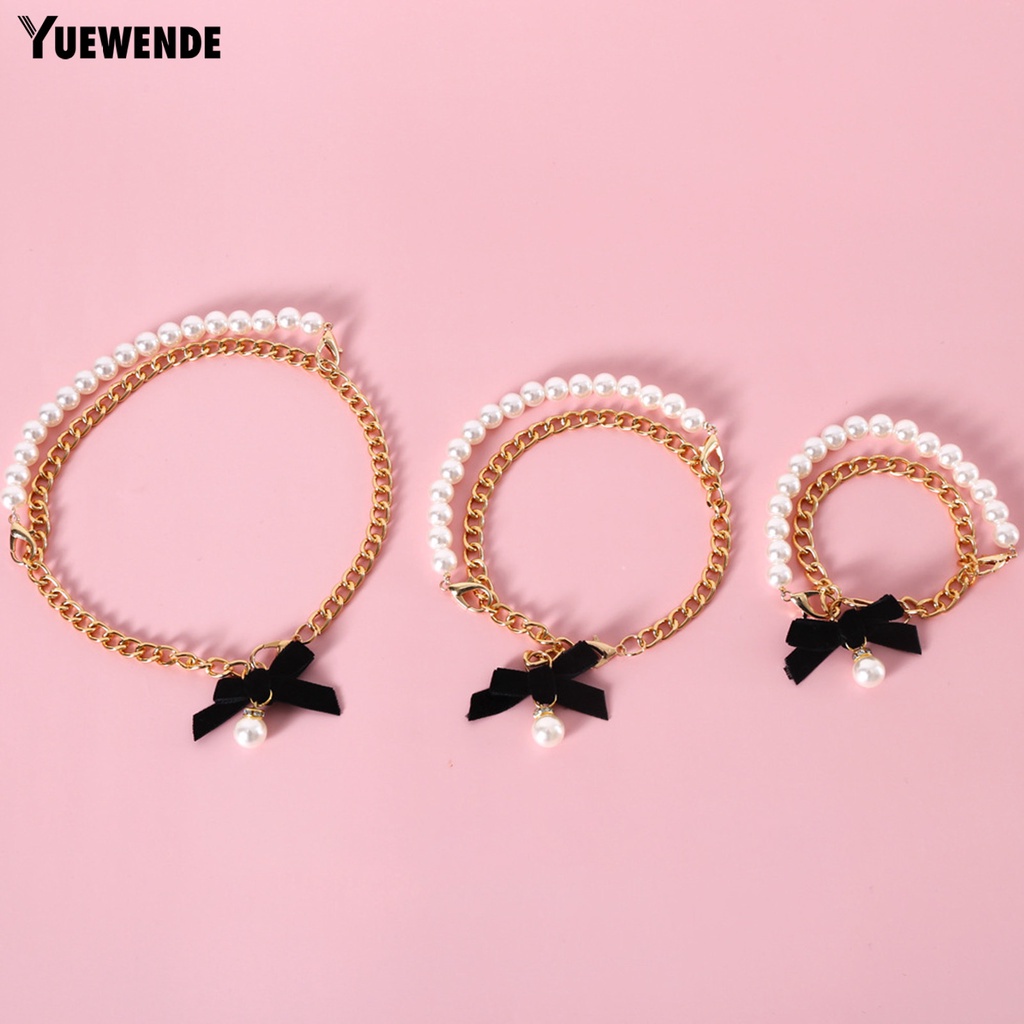 Vòng Cổ Đính Nơ Ngọc Trai Giả Thanh Lịch Dễ Phối Đồ Dành Cho Mèo Cưng