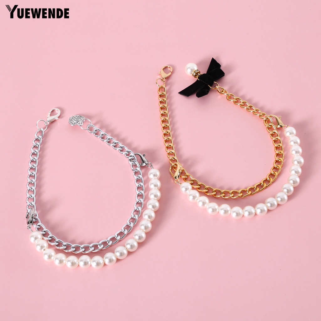 Vòng Cổ Đính Nơ Ngọc Trai Giả Thanh Lịch Dễ Phối Đồ Dành Cho Mèo Cưng