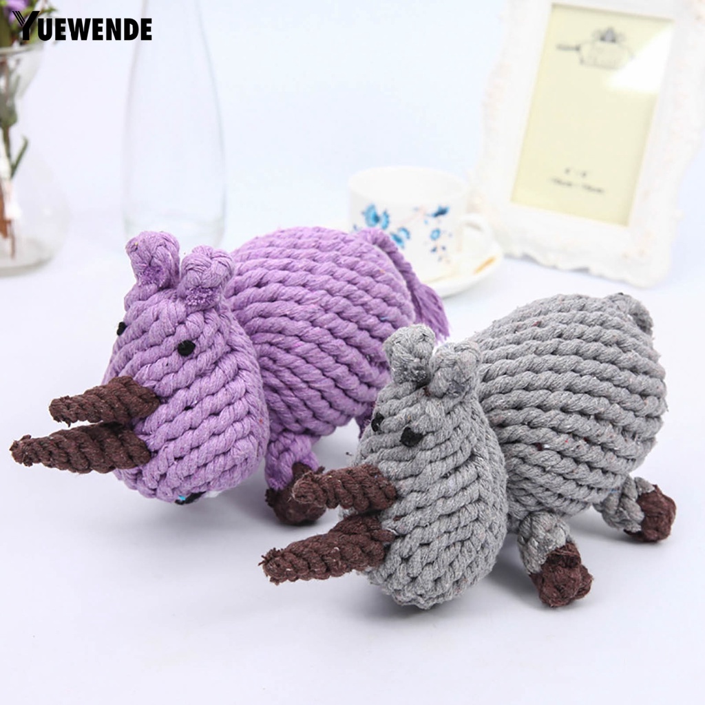 Đồ Chơi Đan Len Thủ Công Hình Tê Giác Chống Cắn Cho Thú Cưng