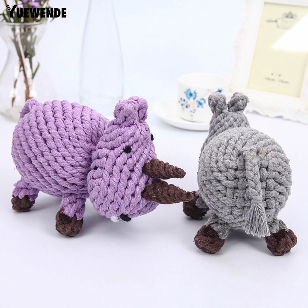 Đồ Chơi Đan Len Thủ Công Hình Tê Giác Chống Cắn Cho Thú Cưng