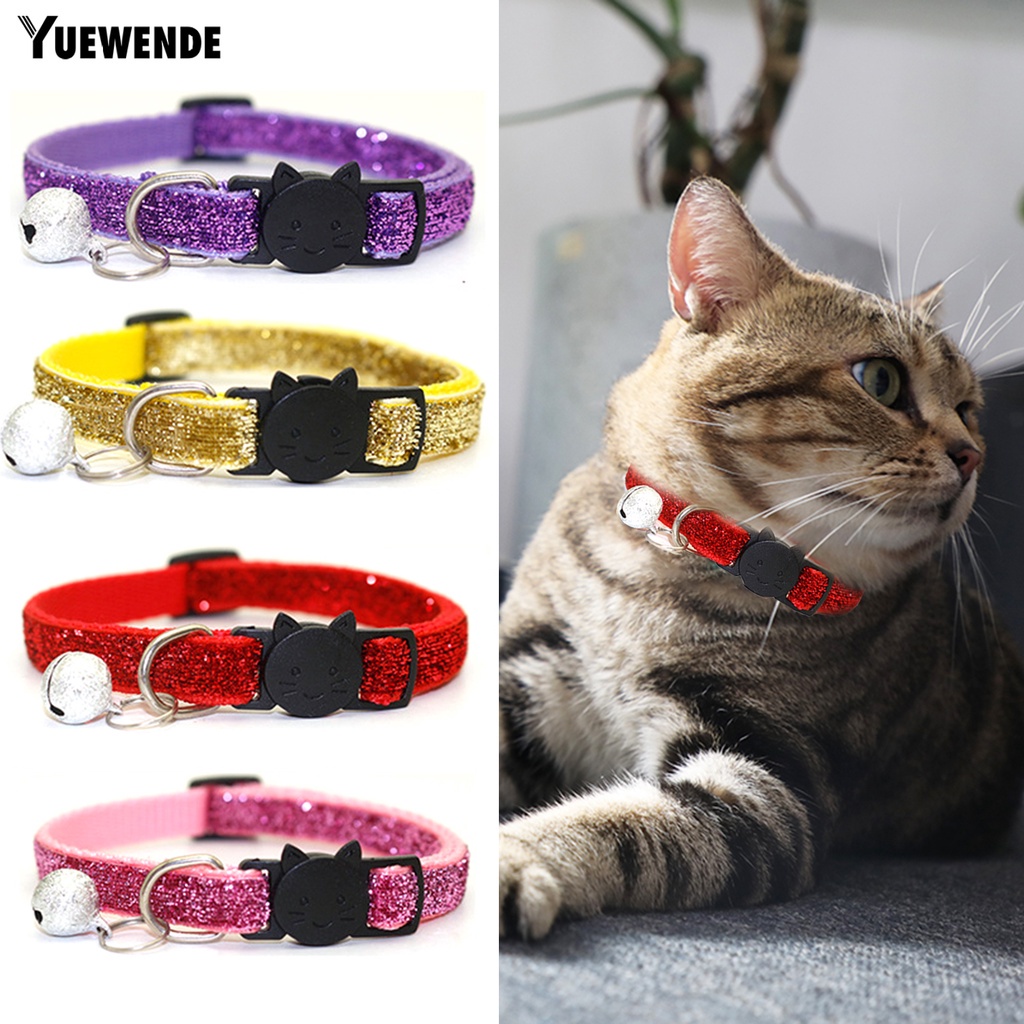 Yr.t Vòng Cổ Đính Kim Sa Lấp Lánh Thoáng Khí Không Phai Kèm Chuông Cho Thú Cưng