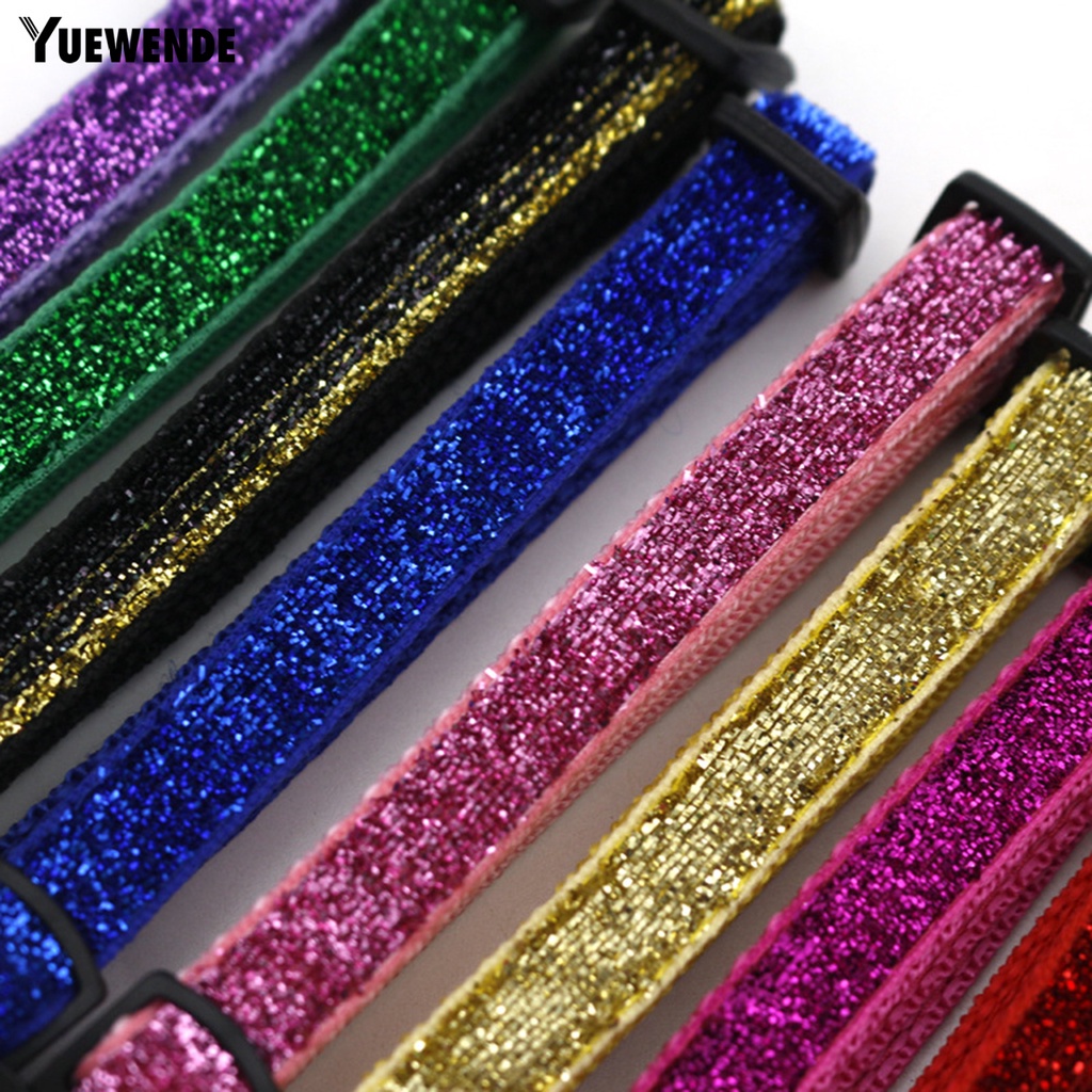 Yr.t Vòng Cổ Đính Kim Sa Lấp Lánh Thoáng Khí Không Phai Kèm Chuông Cho Thú Cưng