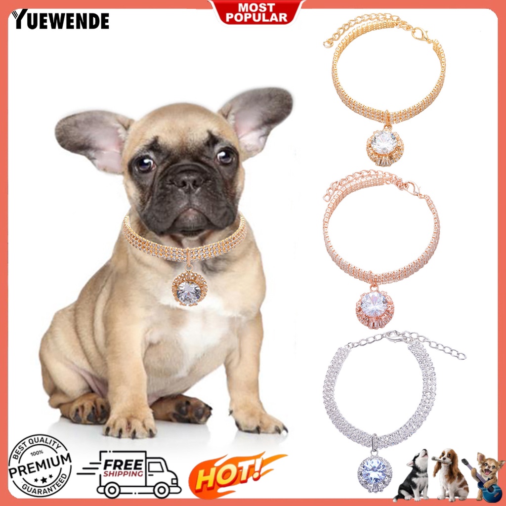 Vòng Cổ Bắt Sáng Đính Đá Lấp Lánh Tinh Tế Cho Thú Cưng