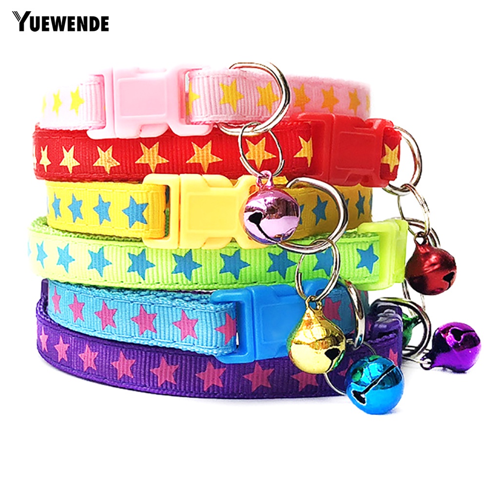 Vòng Cổ Gắn Chuông Họa Tiết Ngôi Sao Có Thể Điều Chỉnh Cho Thú Cưng