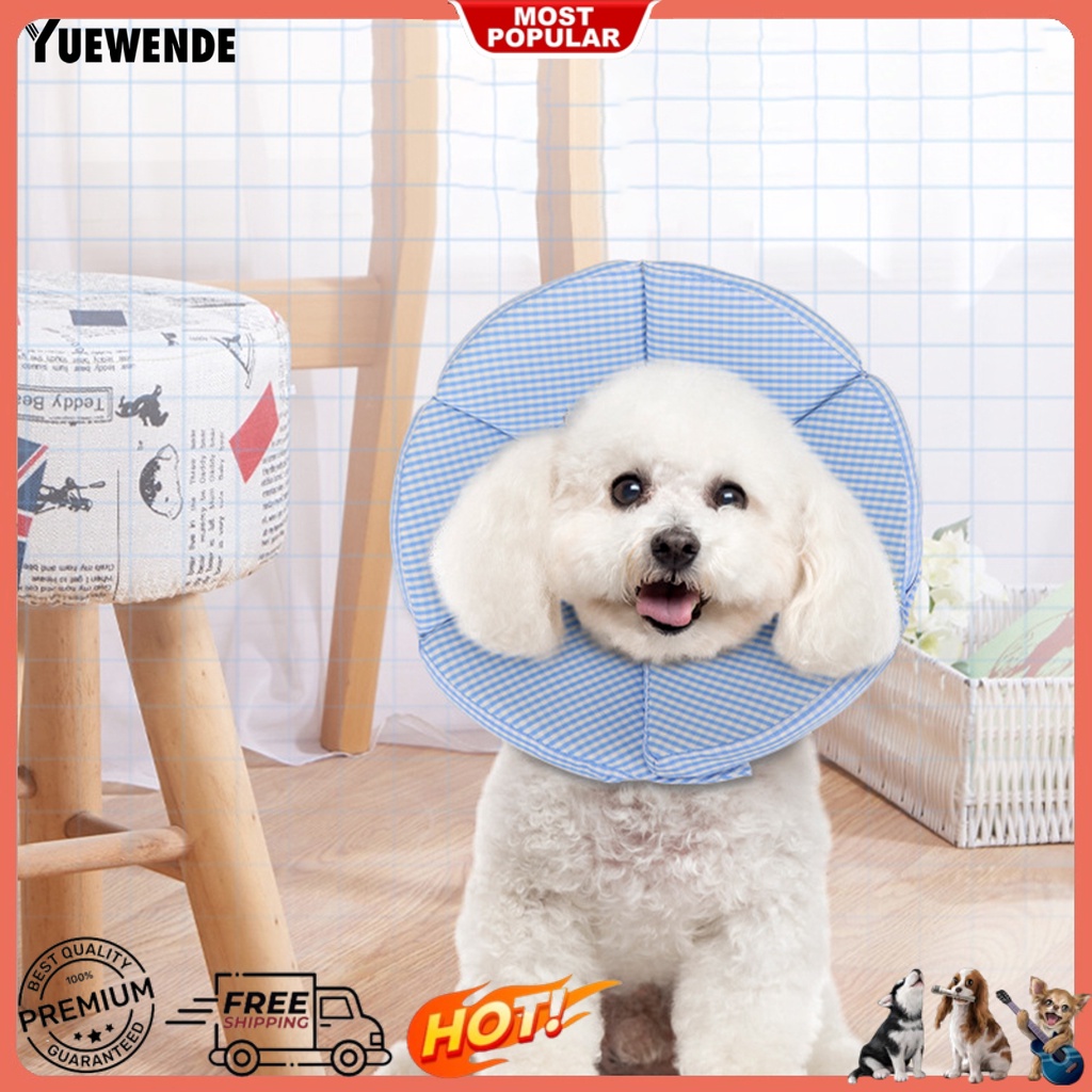 Vòng Cổ Tròn Họa Tiết Kẻ Sọc Bảo Vệ Da Chống Liếm Cho Thú Cưng