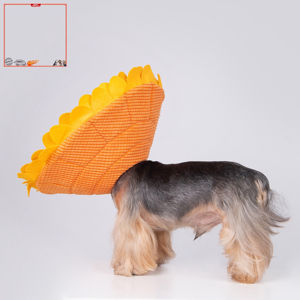 Vòng Đeo Cổ Bằng Polyester Hình Tròn Họa Tiết Hoa Hướng Dương Bảo Vệ Cho Mèo Cưng